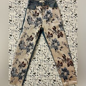 Mango / MNG Denim Floral Brocade Jeans - Size 1 (Women's)